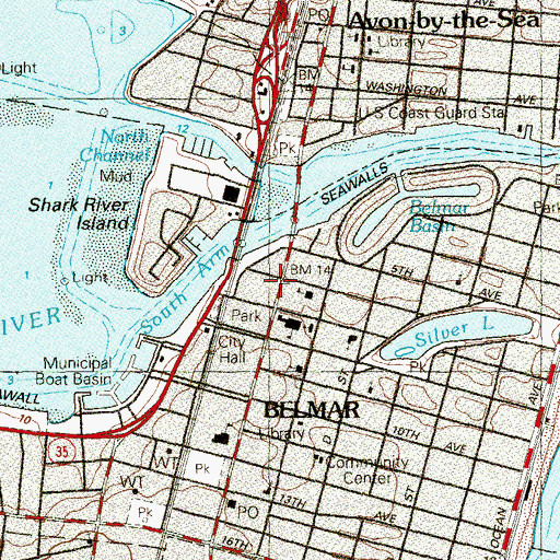 Topographic Map of Belmar Fire Department Administration, NJ