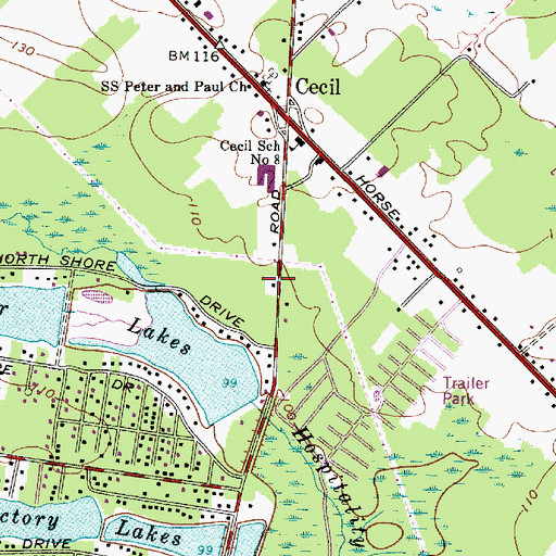 Topographic Map of Cecil Fire Company 1, NJ