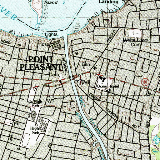 Topographic Map of Point Pleasant Fire Department Station 75, NJ