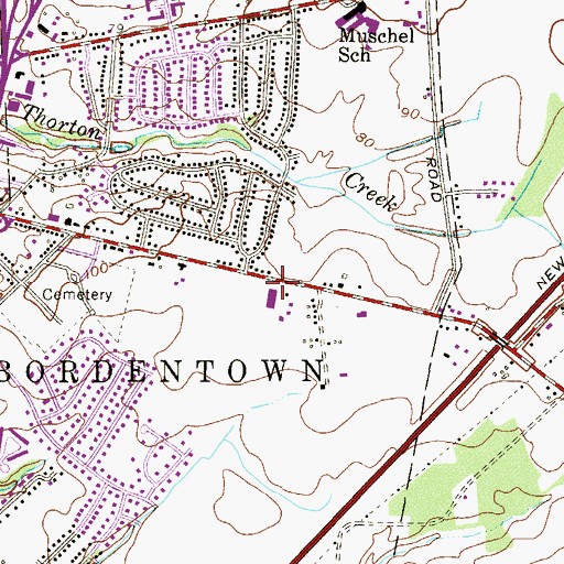 Topographic Map of Bordentown Township Fire District 2--Derby Volunteer Fire Company, NJ