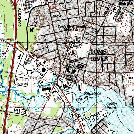 Topographic Map of Toms River Volunteer Fire Company 1 Station 25, NJ
