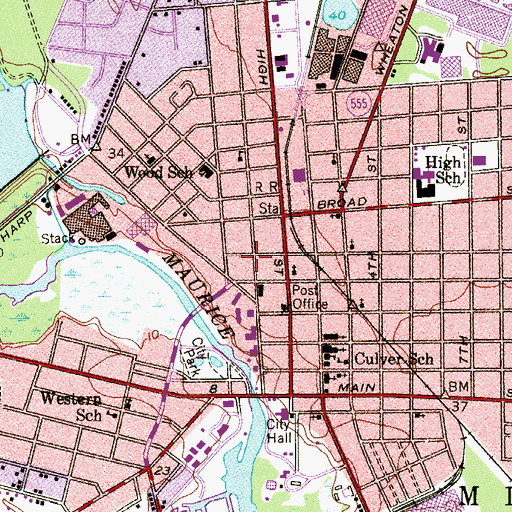Topographic Map of Millville Fire Department, NJ