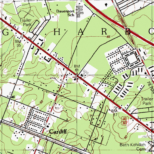 Topographic Map of Cardiff Volunteer Fire Company 1, NJ