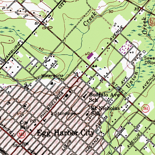 Topographic Map of Egg Harbor City Fire Department, NJ
