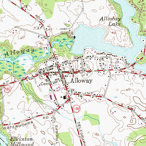 Topographic Map of Alloway Township Fire Company, NJ