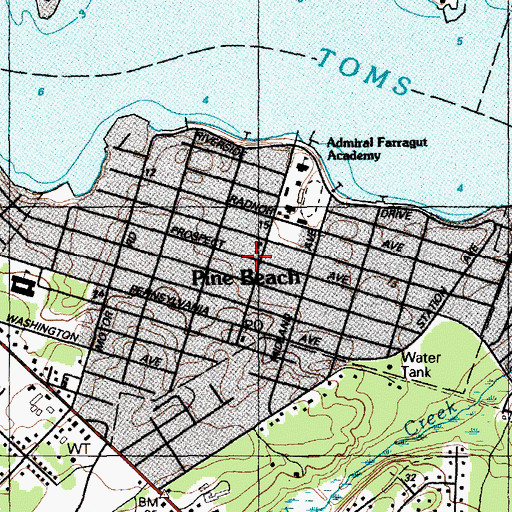 Topographic Map of Pine Beach Volunteer Fire Company 1 Station 38, NJ