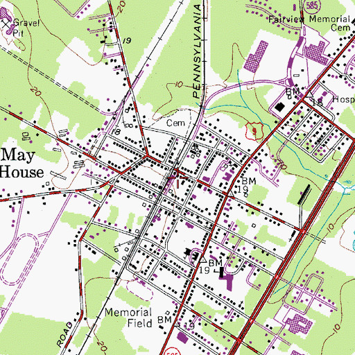 Topographic Map of Middle Township Fire District 1, NJ