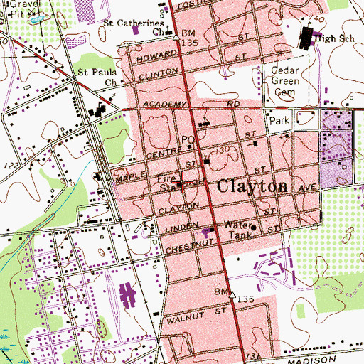 Topographic Map of Clayton Volunteer Fire Company 1, NJ