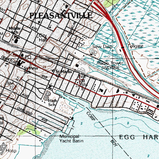 Topographic Map of West Atlantic City Volunteer Fire Company 5, NJ