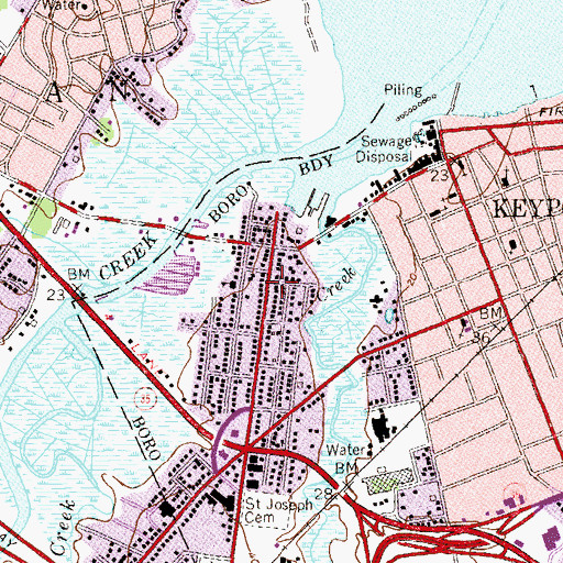 Topographic Map of Keyport Fire Department Station 22 - 1 Eagle Hose Company, NJ