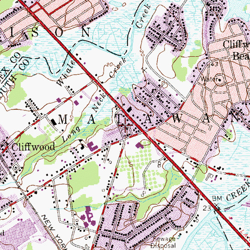 Topographic Map of Aberdeen Township Fire Commissioner, NJ