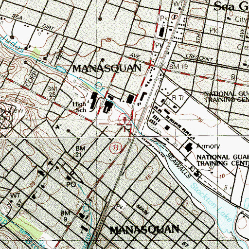 Topographic Map of Manasquan Fire District 1 Station 2, NJ