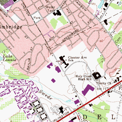 Topographic Map of Delran Fire District Office, NJ