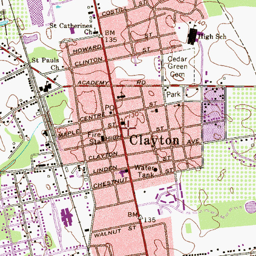 Topographic Map of Clayton Office Fire Prevention, NJ