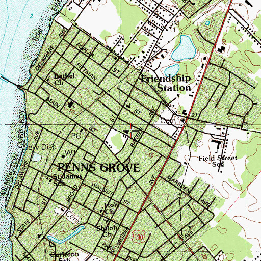 Topographic Map of Penns Grove Liberty Fire Company 1, NJ