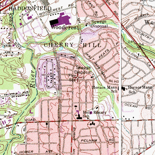 Topographic Map of Cherry Hill Fire Department Administration, NJ