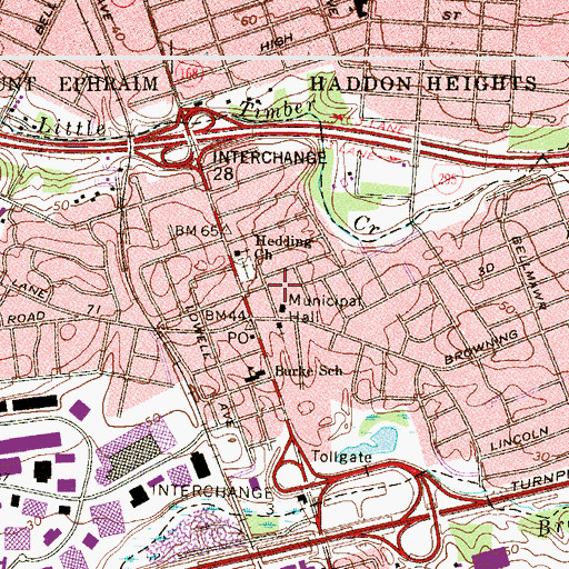 Topographic Map of Bellmawr Fire and Rescue Station 32, NJ