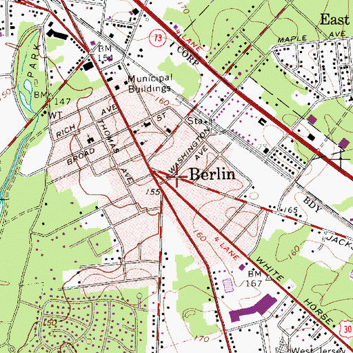 Topographic Map of Berlin Fire Company Number 1, NJ