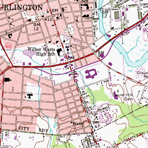 Topographic Map of Burlington Fire Division - Niagara Hose Company 6, NJ