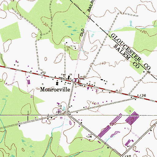 Topographic Map of Monroeville Volunteer Fire Company, NJ
