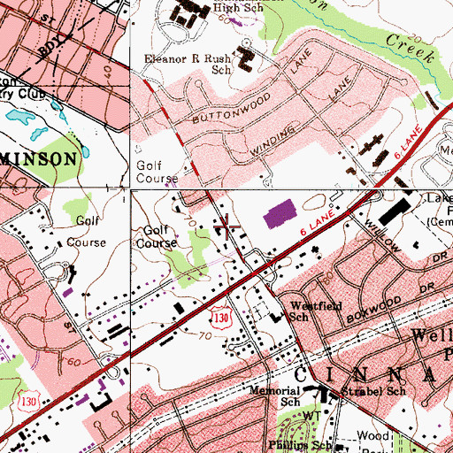 Topographic Map of Cinnaminson Fire Department Headquarters, NJ
