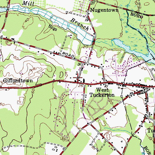 Topographic Map of West Tuckerton Volunteer Fire Company Station 71, NJ