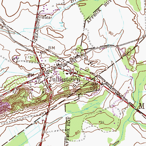 Topographic Map of Juliustown Volunteer Fire Company, NJ
