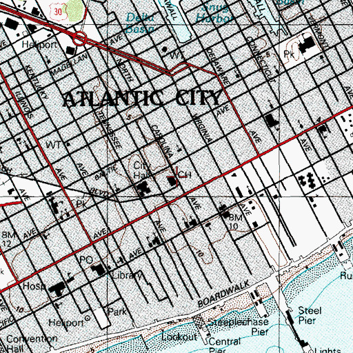 Topographic Map of Atlantic City Fire Prevention Bureau, NJ