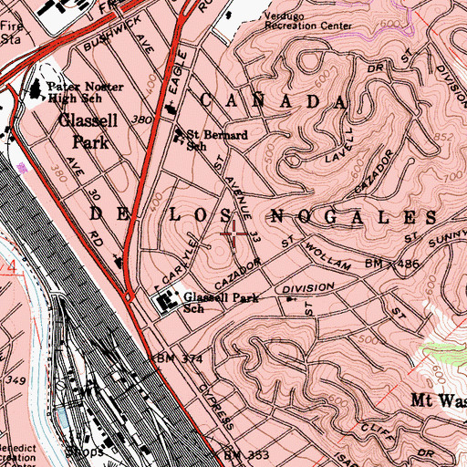 Topographic Map of Caada De Los Nogales, CA