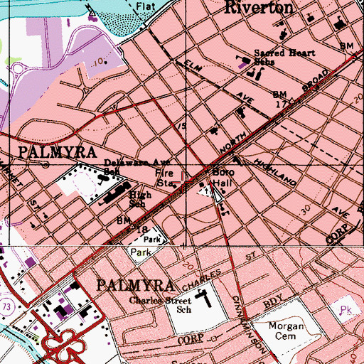Topographic Map of Palmyra Fire Department Independence Fire Company 1, NJ