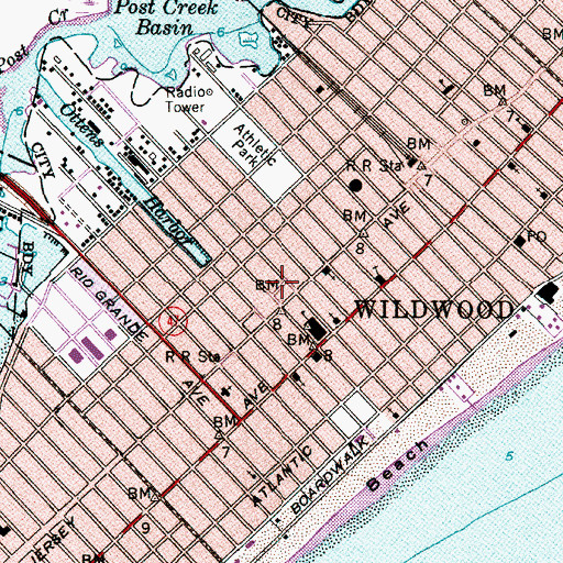 Topographic Map of Wildwood Fire Department Station 3 - 1 Holly Beach Volunteer Fire Company 1, NJ