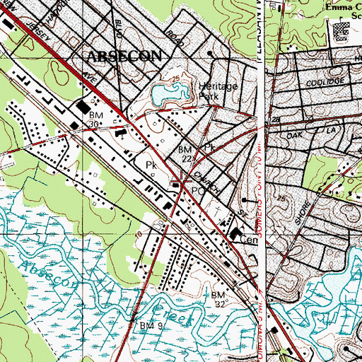 Topographic Map of Absecon Fire Safety Official, NJ