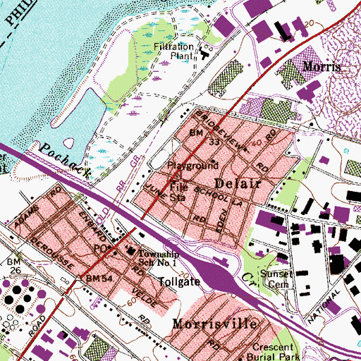 Topographic Map of Delaview Fire Company, No. 1, NJ