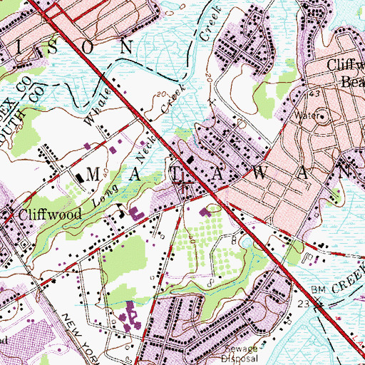 Topographic Map of Cliffwood Volunteer Fire Company, NJ