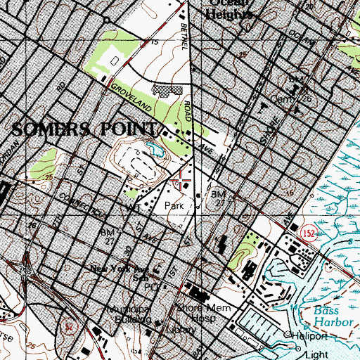 Topographic Map of Somers Point Fire Department Fire Company 1, NJ