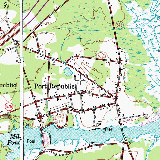 Topographic Map of Port Republic Volunteer Fire Company, NJ