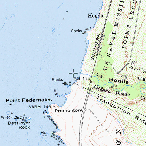 Topographic Map of Caada Honda Creek, CA