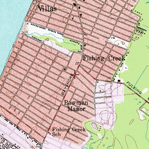 Topographic Map of Villas Volunteer Fire Company, NJ