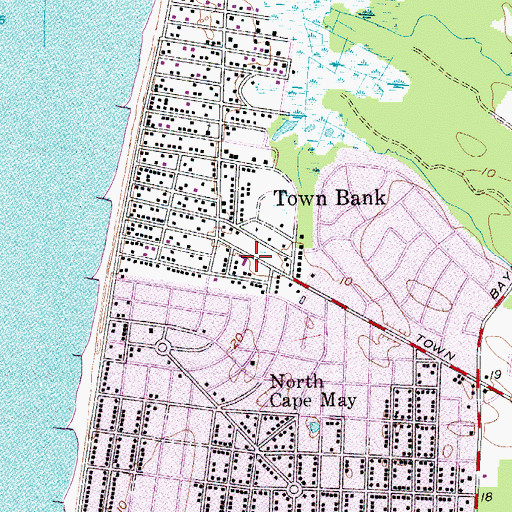 Topographic Map of Town Bank Volunteer Fire Company, NJ