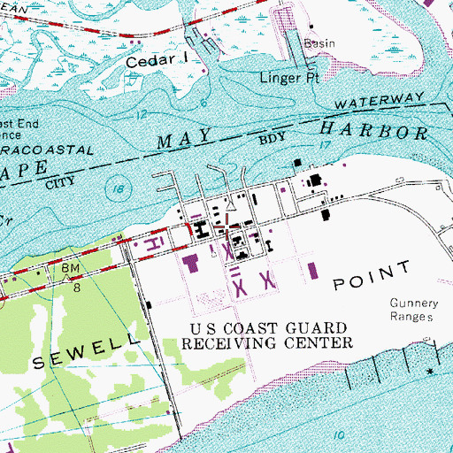 Topographic Map of Coast Guard Fire Department, NJ