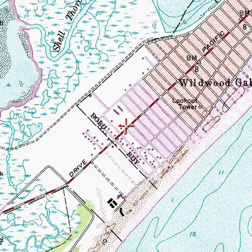 Topographic Map of Wildwood Crest Emergency Medical Services / Rescue, NJ