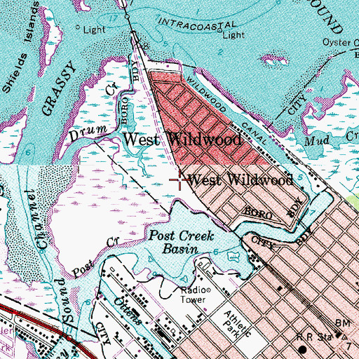 Topographic Map of West Wildwood Fire Department, NJ
