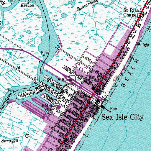 Topographic Map of Sea Isle City Fire Department, NJ