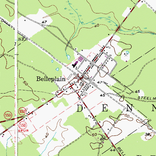 Topographic Map of Belleplain Volunteer Fire Company, NJ