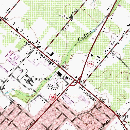 Topographic Map of Hammonton Volunteer Fire Company 2, NJ
