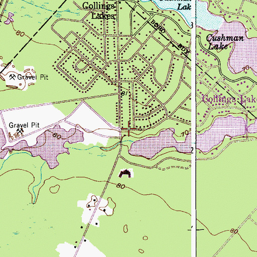 Topographic Map of Collings Lakes Volunteer Fire Department, NJ