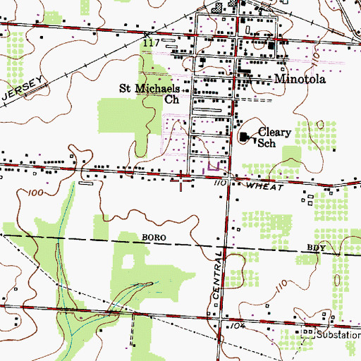 Topographic Map of Minotola Volunteer Fire Company, NJ