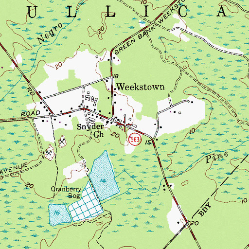 Topographic Map of Weekstown Volunteer Fire Company, NJ