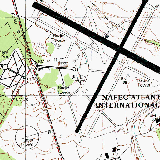 Topographic Map of Atlantic City International Airport Fire Department 24 - 1, NJ