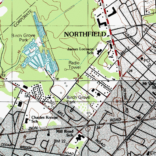 Topographic Map of Northfield Fire Department Station 1, NJ